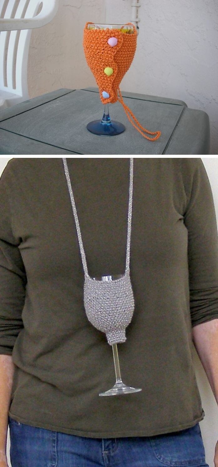 15 Best Crochet Wine Glass Lanyard Holder Free Patterns